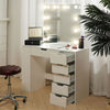 Dressing Table Vanity Makeup Desk with LED Bulbs Mirror 6 Drawer Storage Unit