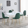 Rectangular White Marble Effect Tempered Glass Dining Table Dining Room Kitchen