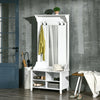 Hallway Furniture Set Shoe Bench Storage Mirror Cabinet Coat Rack w/ 4 Hooks