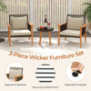 3 Piece Garden Furniture Set Patio Wicker Woven Chair Set with Coffee Table