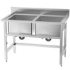 Commercial Stainless Steel Warewashing Sink Double Bowl Catering Wash Table Sink