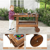 Kids Movable Mud Kitchen Outdoor Mud Kitchen Playset w/ 2 Rolling Wheels