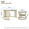 Nesting Coffee Table Set of 2 Marble Effect Side End Table for Living Room White