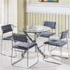 Modern Kitchen Dining Table Round Clear Glass Tabletop Chrome Cross Tube Legs