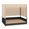 Outdoor Dog Shelter Elevated Rattan Dog House w/Cushioned Bed