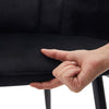 2Pcs Velvet Dining Chairs Black Cushion Padded Seat Metal Legs Armchair