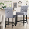 High Bar Stools Set Velvet Upholstered Pub Bar Chairs Wooden Legs Barstool Seats