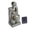 Solar Power LED Water Bowl Outdoor Garden Cascading Water Feature Fountain
