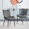 2pcs Dining Chairs Set Velvet Upholstered Seat Back Metal Legs Reception Chair