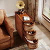 2PCS Solid Wood End Table, 3-Drawer Rattan Side Table, No Assembly Required