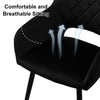 2Pcs Dining Chair Velvet Chair Diamond Seat with Metal Leg Dining Room Black