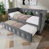 DAYBED VELVET UPHOLSTERED BED SINGLE BED GUEST BED SOFA BED WITH TRUNDLE GREY