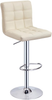 Bar Stool Set of 2 Adjustable Swivel Faux Leather Footrest Metal Beige