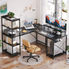 Flamaker Computer Desk with Storage Shelves L Shaped Desk Home Office Coner Desk