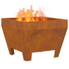 Square Fire Pit 50x50x30 cm Weathered Steel