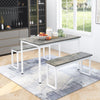 3 Pieces Dining Table Set for 4 Dinner Table Set with 2 Benches Grey for Kitchen