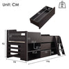 Kids Wooden Cabin Bed Mid Sleeper Bed Frame Storage Bed with Drawers and Shelves