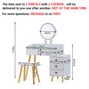 Dressing Table LED Round Mirror Vanity Glass Top Make up Desk Stool Cabinet Set