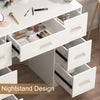 Dressing Table with LED Lights Mirror 7 Drawers Vanity Make up Desk Dresser Set