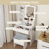 Modern Dressing Table Set LED Mirror Vanity Desk Stool with Charging Station