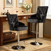 360° Swivel Black Grey Velvet Bar Stool Gas Lift Lion Head Elevated Chair Seat