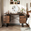 Computer Desk Home Office Desk with Floating Desktop & Dual Drawers Rustic Brown