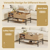 Lift Top Coffee Table Living Room Table w/ Storage Shelf-Natural