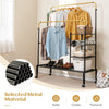 Rolling Clothes Drying Rack Double Rods Garment Rack w/ Adjustable Hanging Bars