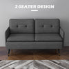 Modern Upholstered Two Seater Sofa for Bedroom Living Room Dark Grey