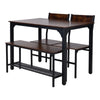 Wood Dining Table and 2 Chair with Bench 4 in 1 Restaurant Kitchen Furniture Set