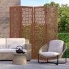 Bedroom Carved Privacy Screen 4-Panel Room Divider-Walnut