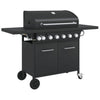 Gas BBQ Grill with 7 Burners Barbecue Black Powder-coated Steel