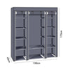 Large Fabric Canvas Wardrobe With Clothes Hanging Rail Shelves Storage Cupboard