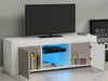 Modern TV Unit Stand Cabinet Grey High Gloss Doors & White Matt Body LED Lights