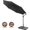 Cantilever Garden Hanging Sun Umbrella Banana Parasol Sunshade with Crank System