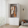 2 Door Wardrobe Double Wardrobe with 3 Drawers Storage Closet with Hanging Rail