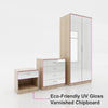 High Gloss 2 Door Mirror Wardrobe Storage Hanging Rail White&Oak Home Furniture