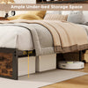 King Size Heavy Duty Metal Platform Bed with Storage Headboard