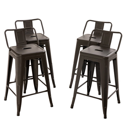 Bar Stools Set of 4 Restaurant Metal Dining Chairs Side Chairs w/Removable Back