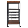 Walnut Wooden Drinks Storage Trolley Kitchen Tea Serving Cart Display Wine Rack