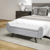 Storage Ottoman with Armrest, Upholstered Linen Storage Bench