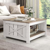 Wood Coffee Table with Storage Square for Living Room Modern Rustic Washed Grey