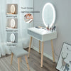 Dressing Table Vanity Set Makeup Table with LED Dimmable Light Mirror Stool Grey