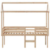 High Bed with Roof 80 x 200 Solid Pine Wood, Bed, Bed Frame, Mezzanine T8E3