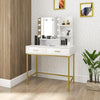 White Dressing Table with LED Lights Mirror Drawers Vanity Make Up Desk Bedroom