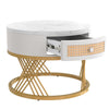 Set of 2 Round Nesting Coffee Table Side Table with 1 Drawer for Living Room