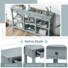 3-Tier Console Table Wooden Sofa Side Table W/ Storage Shelves & 3 Drawers