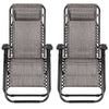 2 PCS Zero Gravity Folding Lounge Beach Chairs Outdoor Recliner in Dark Grey