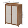 Shoe Cabinet Storage Cupboard Footwear Stand Rack Wooden Double Rattan Doors UK