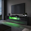 High Gloss 200cm Black TV Stand Cabinet Unit Doors Storage with RGB LED Cupboard